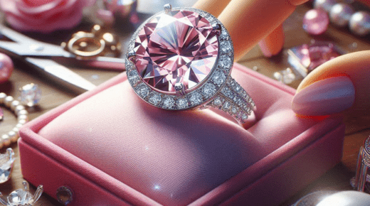 Simulated pink diamond ring